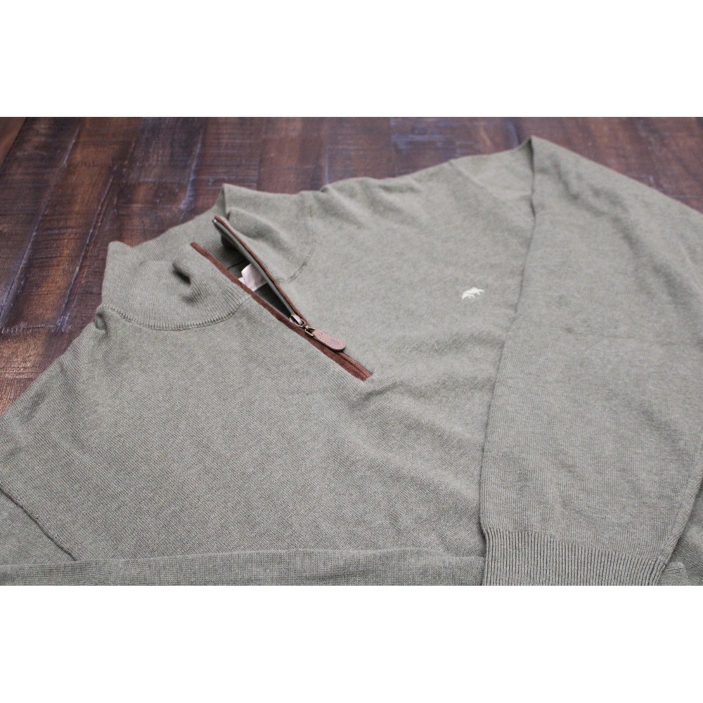 Onward Reserve Sweater Mens 2XL Green 100% Cotton Quarter Zip Mock Neck Pullover